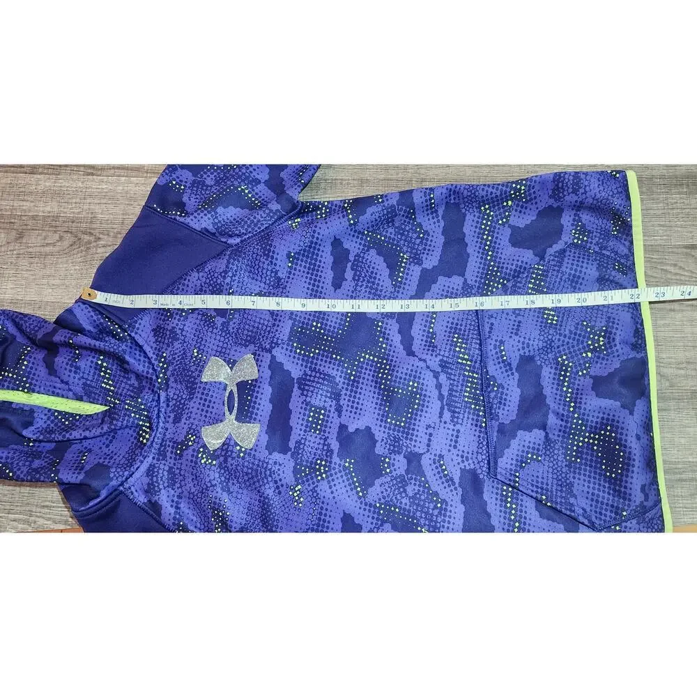 Under Armour Girls Purple Camo Performance Hoodie ColdGear Athletic Pullover